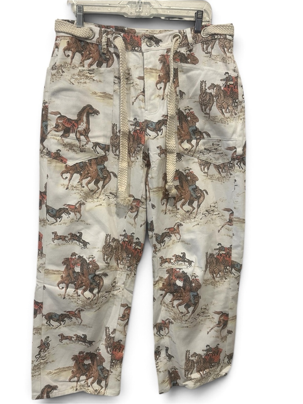 Lov Lov Women's Cream Rodeo/ Horse Print Drawstring Pants 🐎